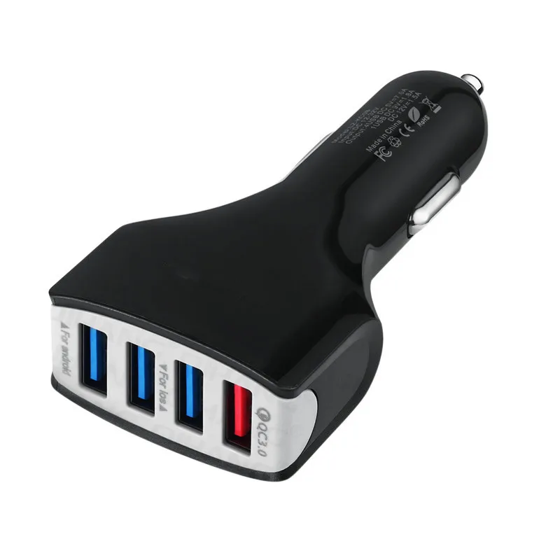 Быстрый QC 3 0 адаптер для зарядки телефона 4 порта USB Автомобильное зарядное