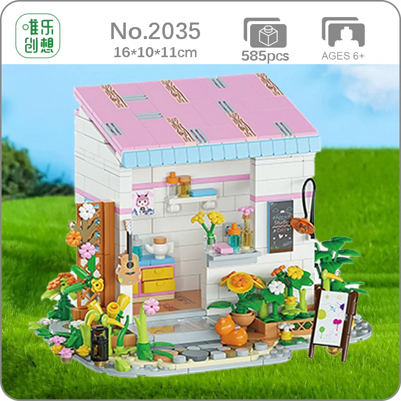 

WL 2035 City Street Model Fairytale Town Building Blocks Studio House Guitar Flower Guitar Mini Bricks Toy for Children Kid Gift