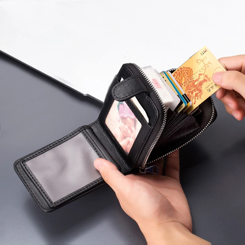 

Men Multi-Functional Wallet Zipper Fashion Large Capacity Luxury PU Leather Card Holder RFID Shielding Credit Card Holder