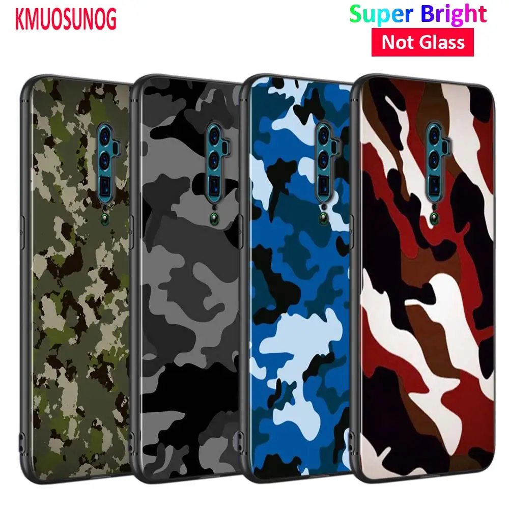 

Black Silicone Cover Camouflage Camo Army For OPPO Reno 2 10X F11 F9 F7 Pro F5 A7 A5 R9S R17 Realme C2 X2 K3 Glossy Phone Case