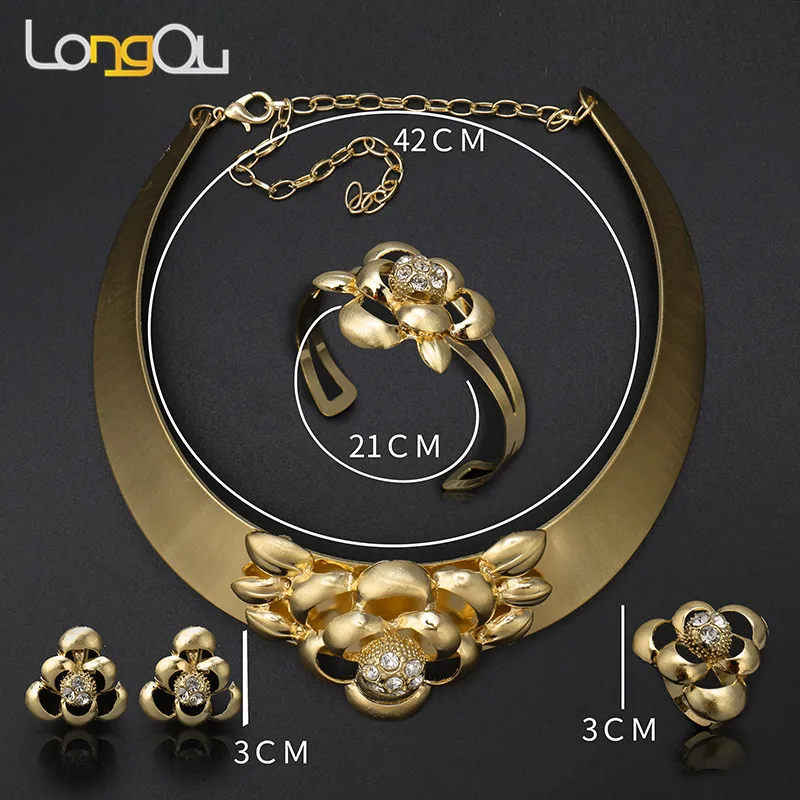 Женский свадебный ювелирный комплект Longqu Ювелирный Комплект золотого цвета в