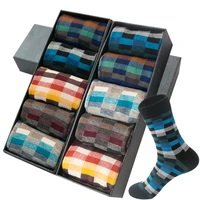 2021 new combed cotton men socks fashion colorful square happy dress socks men autumn winter harajuku compression sox size39 45