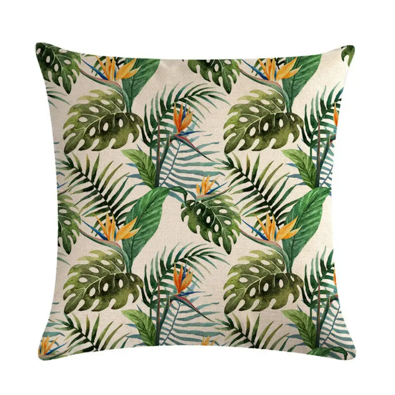 Новый тропические растения принт подушка чехол Обложка с зелеными листьями
