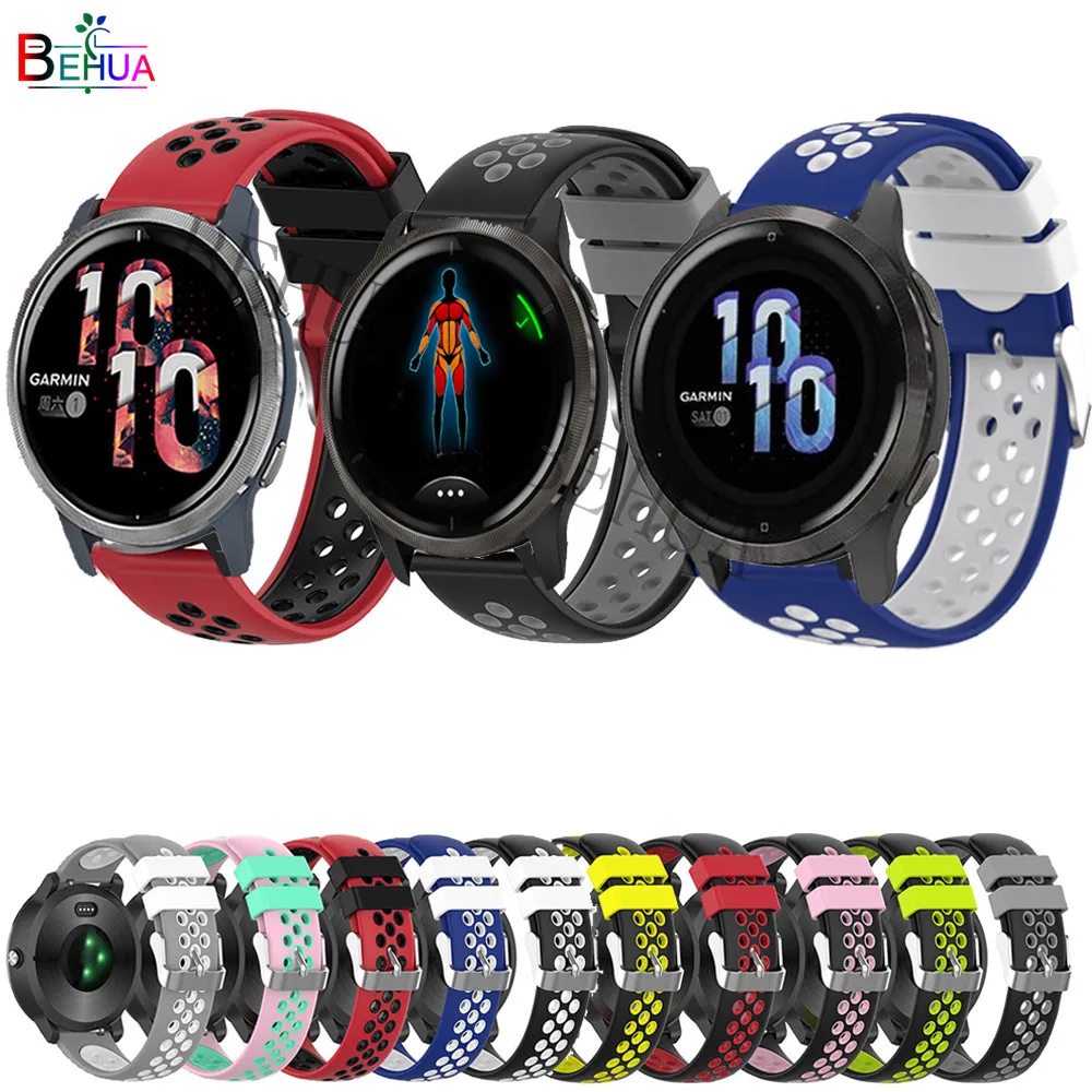 

18, 20, 22 мм, ремешок для наручных часов для Garmin Вену 2 2S ремешок для смарт-часов Garmin Vivoactive 3 4 4S Smartwatch силиконовый браслет для замены наручных