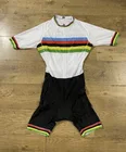 Лазерная резка для мужчин, для катания на горном велосипеде, Велоспорт Джерси костюм скафандр с диапазон мощности чемпион мира Радуга гелевая Накладка Размер XS-4XL