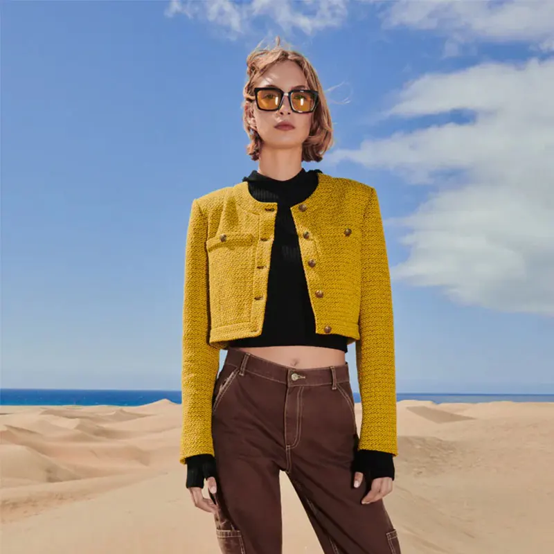 

Nlzgmsj Za Women 2021 Autumn Winter Clothing Elegant Blazer Female Textured Blazer Long Sleeve Solid Color Short Blazer 202109