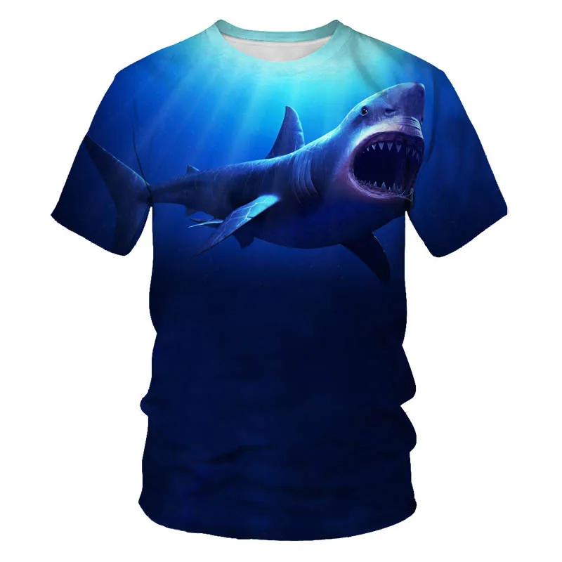 

New 2021 popular men's cotton leisure sports short sleeve personalized fish picture design women's fashion summer T-shirt 3D pri