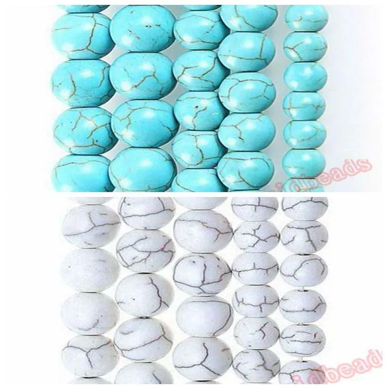 Бирюзовые круглые бусины свободные синего и белого цвета нитка 16 дюймов 4 6 8 10 12 14