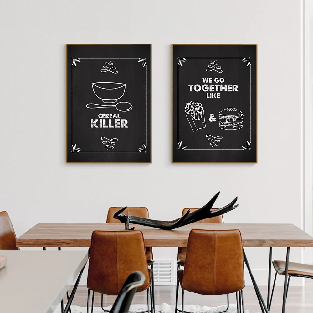 Картина на холсте в простом скандинавском стиле черный кухонный ВИНТАЖНЫЙ
