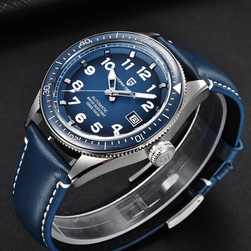 

NH35 Top Luxury Brand PAGANI DESIGN Automatic Mechanical Mens Watch Casual Leather Men Watches Sports Waterproof Blue Face Clock