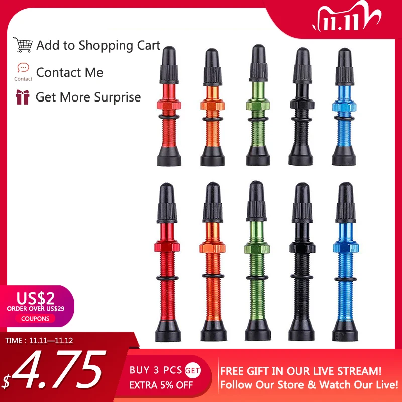 

1 пара велосипедный Клапан 48 мм 60 мм бескамерные шины для горного велосипеда медный сердечник из сплава герметик совместимый инструмент Пря...