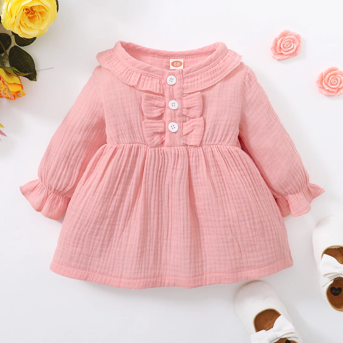 

Newborn Baby Clothes Girl Spring and Autumn 100% Cotton Baby Dress Clothing Long-sleeved Baby Girl Princess Dress Clothes
