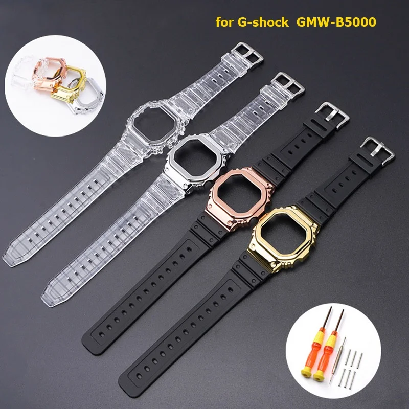 for Casio G-Shock GMW-B5000 Watch Strap Case Waterproof Sport Replacement Watchband Bracelet Protective Case Refit Kit