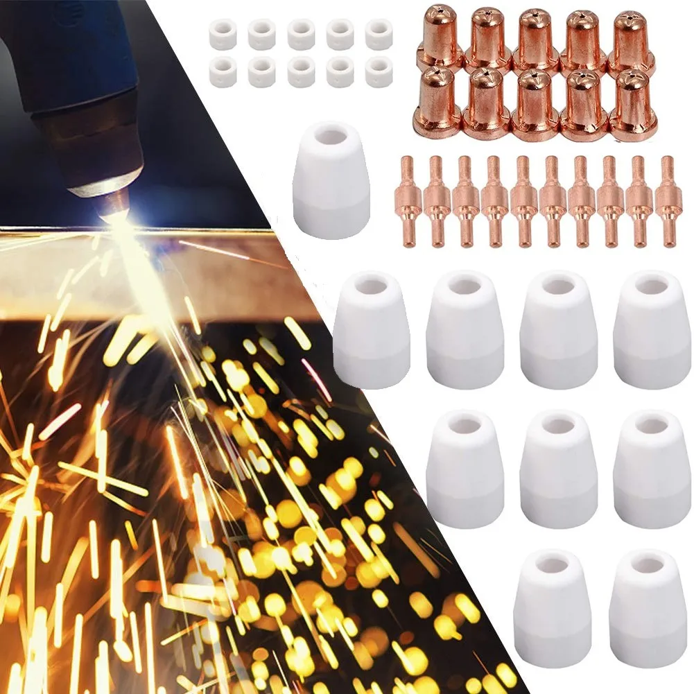 

40 Pcs Air Plasma Cutter Consumables Extend Fittings Set For PT-31 LG-40 Torch CUT-40 50 Welding Equipment Accessories