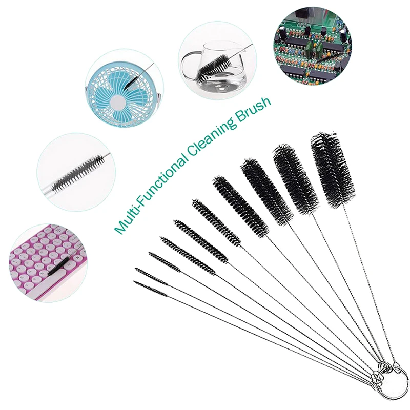 

10PCS/Set Nylon Cleaner Brush Household Tube Bottle Straw Washing Brush Long Handle Kitchen Cleaning Tools