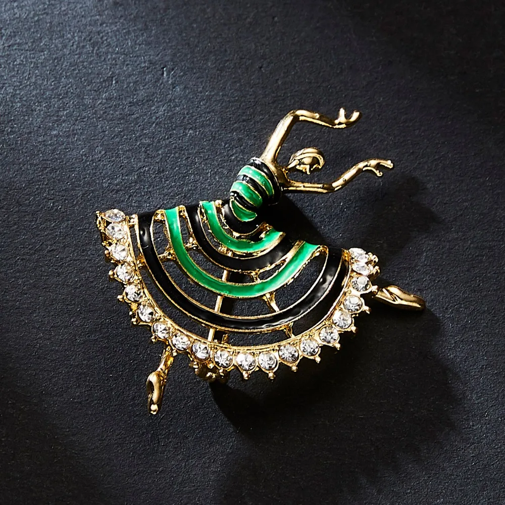 Мода Rhinestone танцы мальчик и девочка чертежное масло фигурка персонажа брошка заколка для женщин Девушка эмаль платье маленькое платье аксессуары