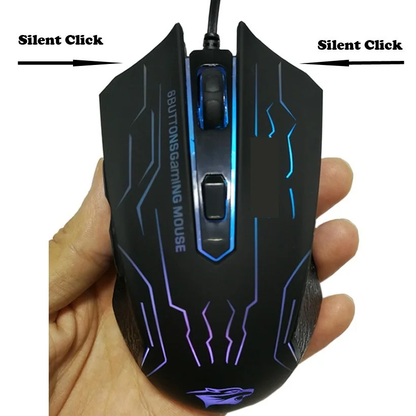 

FORKA Silent Click USB Wired Gaming Mouse 6 Buttons 3200DPI Mute Optical Computer Mouse Gamer Mice for PC Laptop Notebook Game