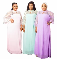 new style african womens dashiki abaya stylish chiffon fabric lace loose long dress free size