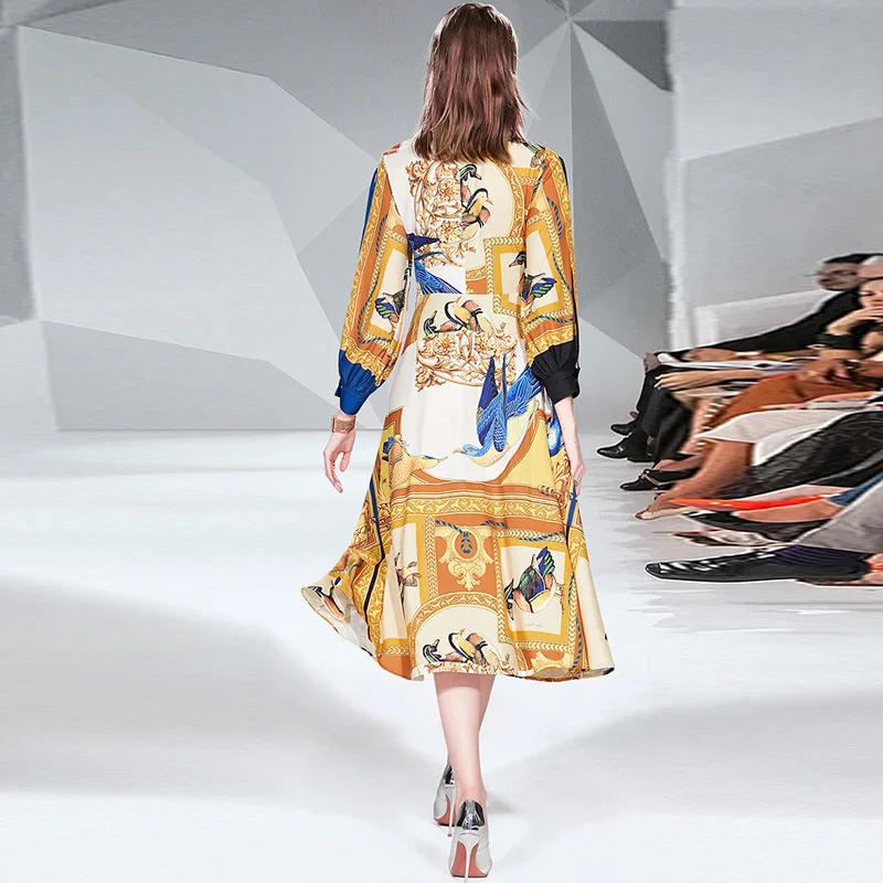 Осеннее женское платье Горячая Мода Печать с длинными рукавами A735|Женские