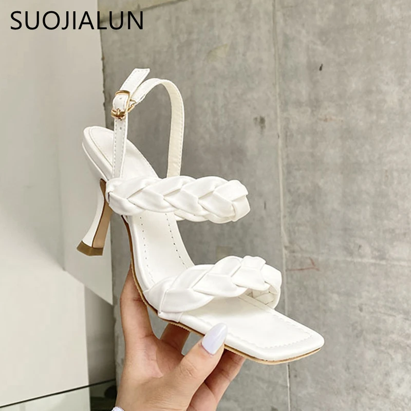 SUOJIALUN/модные брендовые женские босоножки Элегантные туфли лодочки на высоком