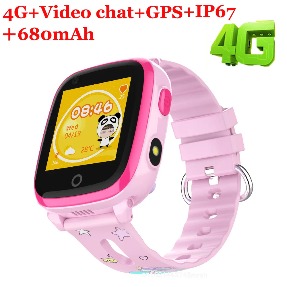 4g Детские умные часы gps LBS Wifi умные часы для детей IP67 водонепроницаемые часы для видеозвонков анти-потеря Детские умные часы подарки - Цвет: pink