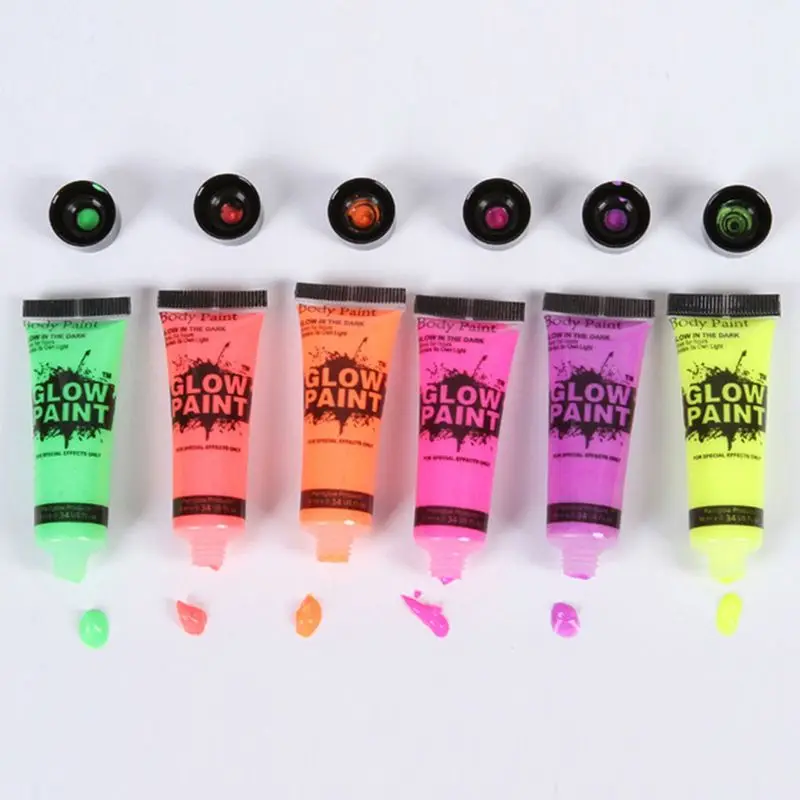 

7Pcs 25ml UV Glow Blacklight Luminous Face Body Paint Neon Fluorescent Pigment 53CB