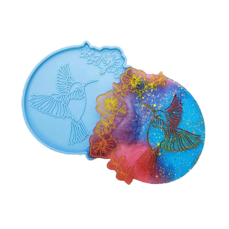

Cup Mat Pad Silicone Mould Hummingbird Coaster Epoxy Resin Mold DIY Crafts Placemat Home Decoration Casting Tools