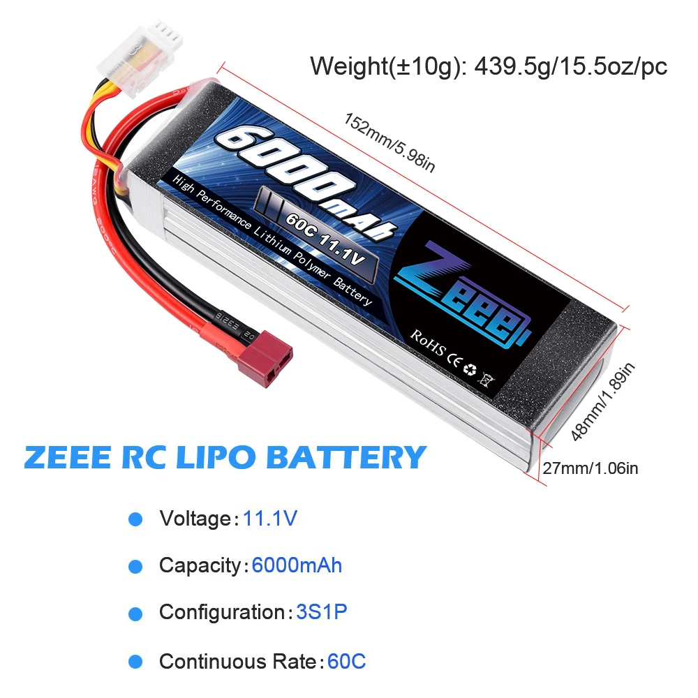 zeee lipo батарея 111 v 6000mah 60c 3s lipo батарея deans вил