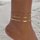 2021 Новинка 3 шт.компл. простые браслеты на лодыжку золотого цвета на цепочке для женщин пляжные украшения на ногу цепочка на ногу браслеты на лодыжку аксессуары