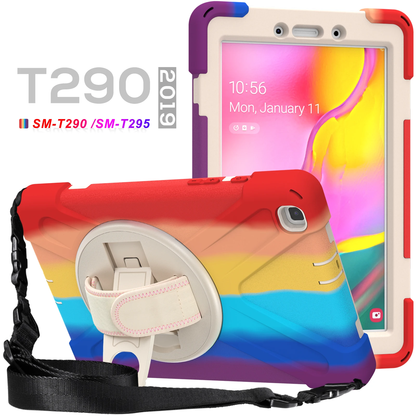 

Детский чехол для Samsung Galaxy Tab A 8,0 2019 вращающийся на 360 градусов безопасный защитный чехол с ремешком на руку SM- T290 T295 T297 чехол для планшета