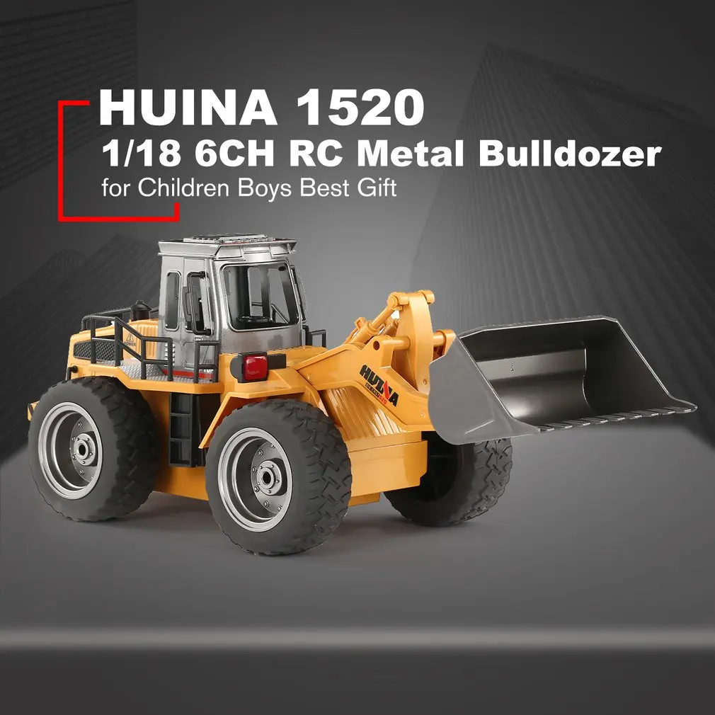 Горячая HUINA 1520 RC металлический бульдозер 6CH 1/18 2,4 GHz RTR фронтальный погрузчик Инженерная игрушка с дистанционным управлением строительный трактор