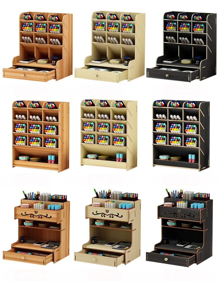 

Multi-function Wooden Desktop Pen Holder Office Accessories School Stationery Storage Stand Case Desk Pen Pencil Organizer