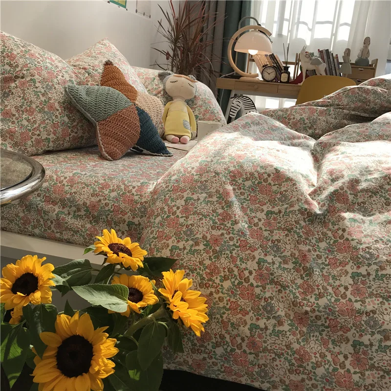 Комплект постельного белья из 100 хлопка с цветочным принтом | Дом - Цена: 4933.54