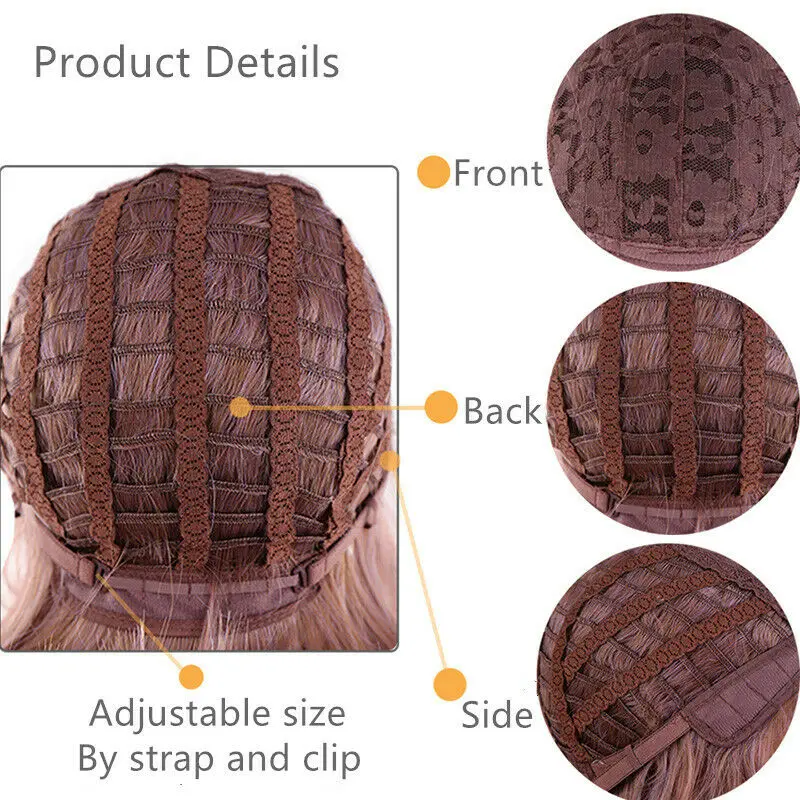 Синтетические волосы розовые короткие волнистые парики с челкой термостойкие