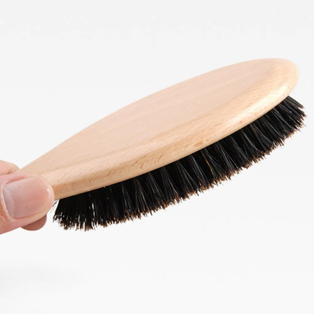 

Natural Boar Bristle Hair Brush Wooden Paddle Hairbrush Detangling Hairbrush