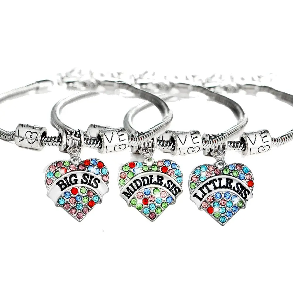 Ожерелье с подвеской в виде сердца кристаллами для сестер родных друзей BFF