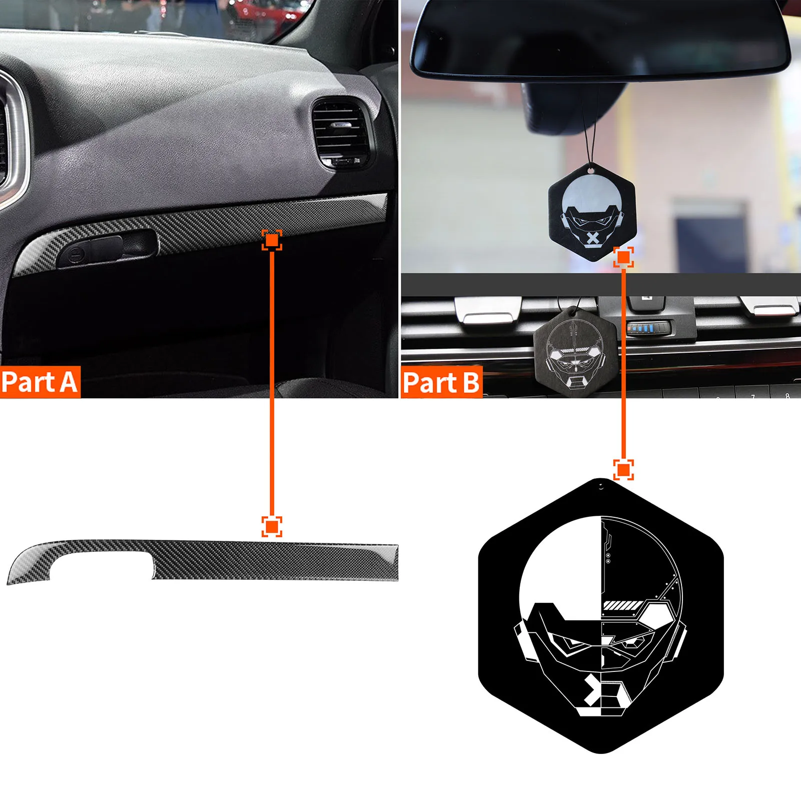 

Carbon Fiber Car Sticker Auto Co-Pilot Storage Box Upper Edge Stickers Durable Adhesive Car Decoration for Dodge Charger