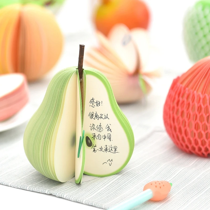 

XXUC Scrapbooking Notepad Fruit Vegetable Memo Pads w/ Paper Clip PE Cover Stickers Paper Office Stationery Sticky Notes