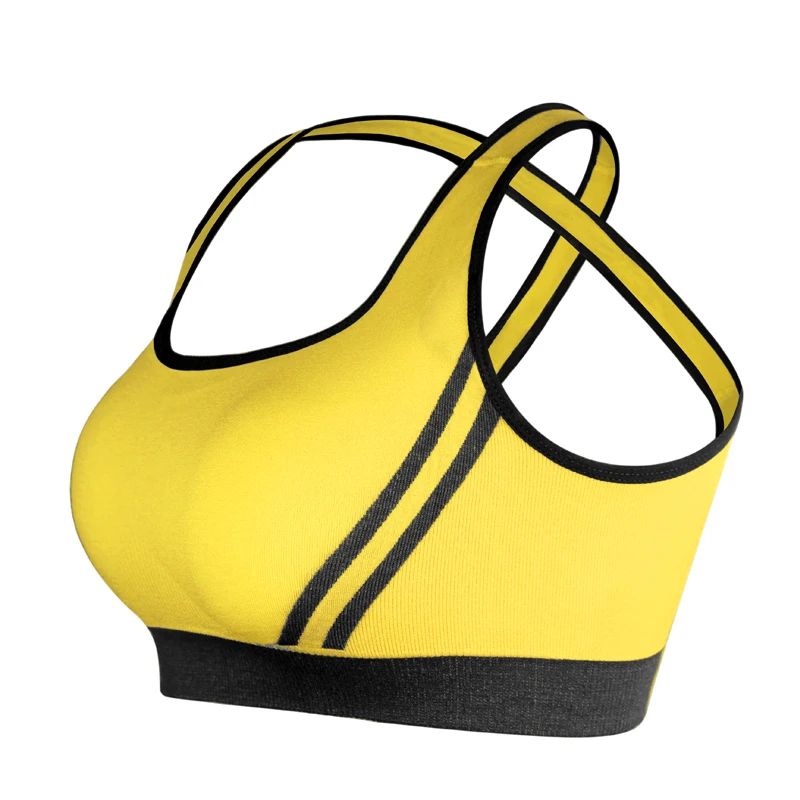 Yellow SEXYWG женский спортивный бюстгальтер для девочек, майка с перекрестной спинкой для бега, майка для спортзала, женская одежда для фитнеса и активного отдыха, бесшовный бюстгальтер для йоги, спортивный бюстгальтер - Цвет: Yellow
