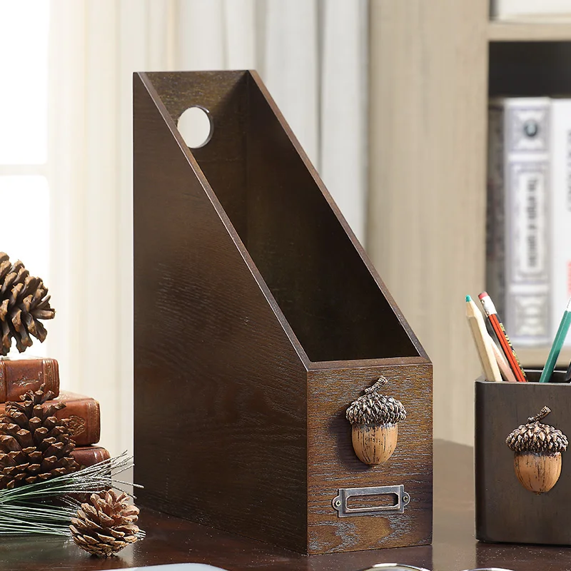 Креативный пасторальный деревянный Настольный ящик для хранения стойка файлов в