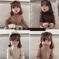girls bottoming shirt autumn new childrens long sleeve blouse high neck baby warm solid color inner top