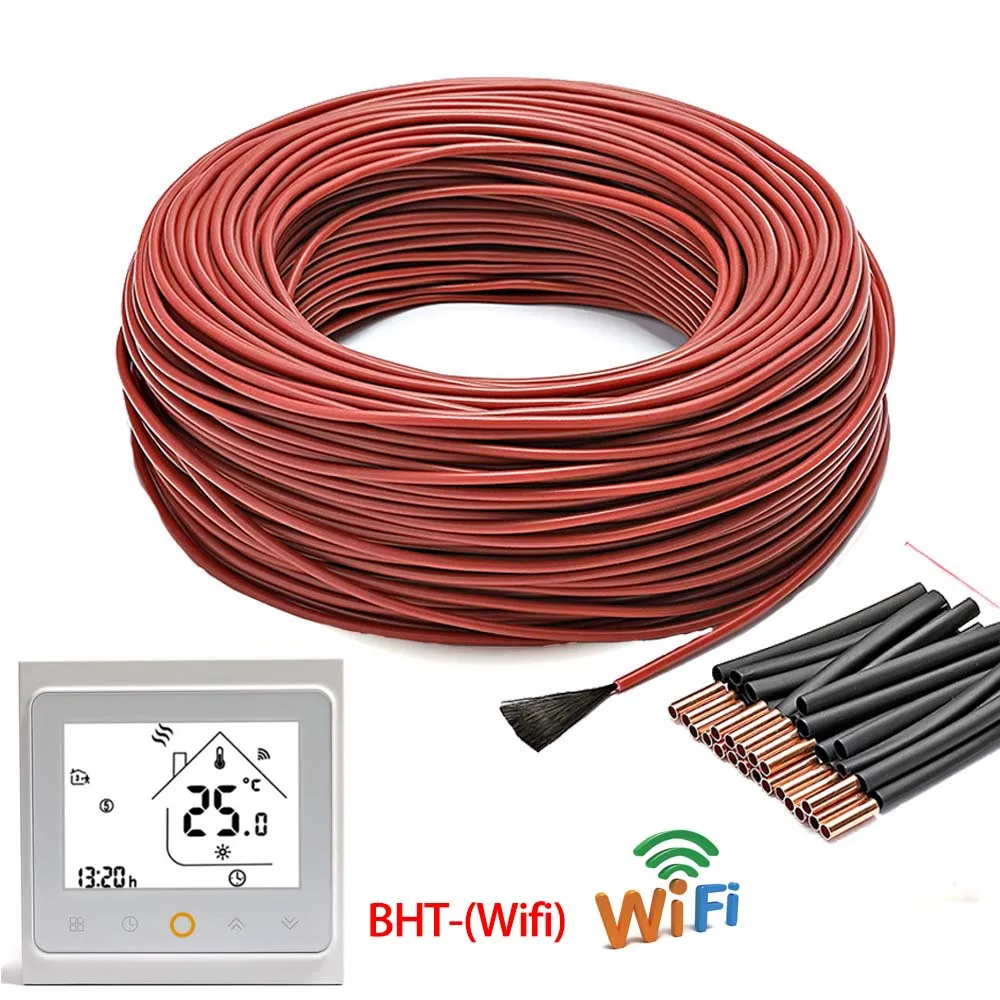 50m12K 33ohm/m heating coil heating cable carbon fiber floor heating cable with wifi thermostat hot sale