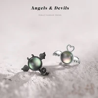 925 sterling silver angel and demons design earrings for women stud earrings luxury earing wedding large 2021 new fine jewelry