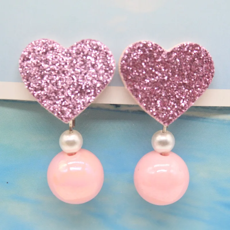 Новые детские серьги с розовым сердцем и звездами в форме цветка милые жемчужные