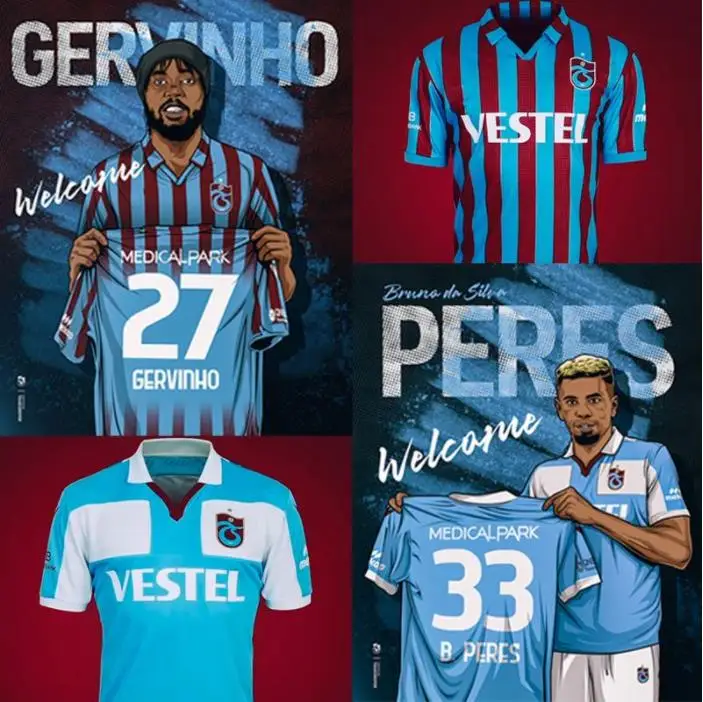 

21/22 Trabzonspor soccer jerseys B.PERES GERVINHO C.EKUBAN DJANINY TAVARES A.NWAKAEME A.BAKASETAS men football shirt