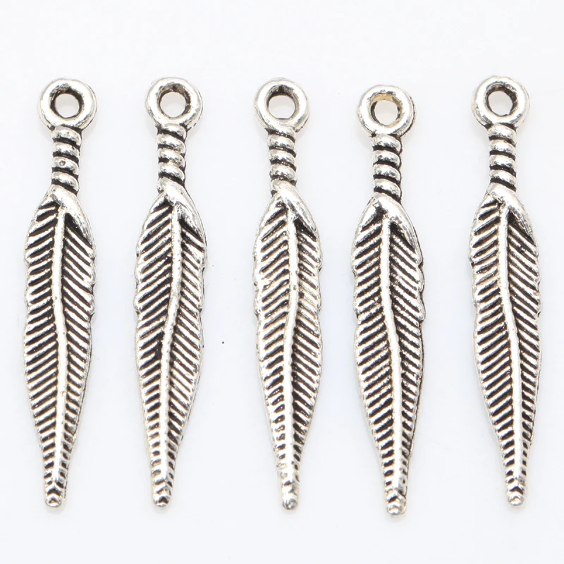 100 шт Ретро сплава Длинные острые подвески в виде листьев ювелирных изделий для