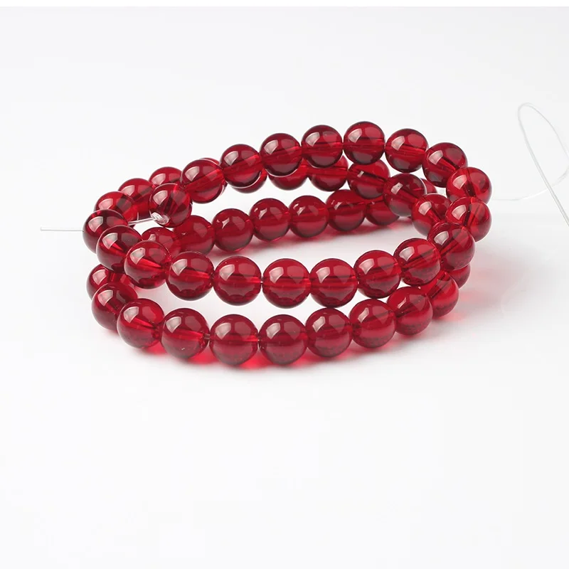 Red glass Ланьли модные ювелирные изделия из жемчуга 4/6/8/10/12 мм Красочные Стекло свободные бусины DIY Для мужчин и wo Для мужчин браслет ожерелье серьги аксессуары делают - Цвет: Red glass