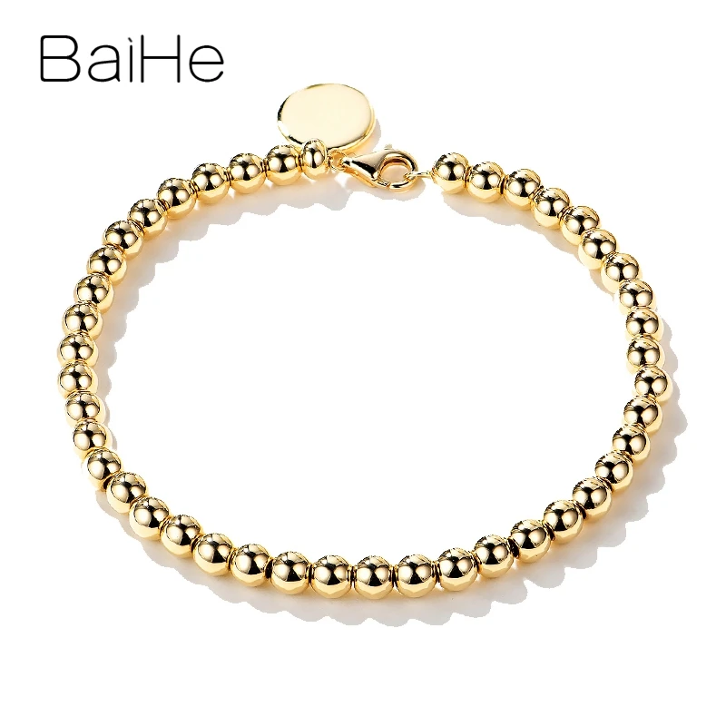 Женский браслет из бисера BAIHE массивный свадебный желтого золота 14 к 3 мм