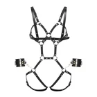 Модный Сексуальный Металлический бондаж, кожаный портупея для женщин, комплект нижнего белья, подвязки, пояс, бюстгальтер, подтяжки для ног, эротические сексуальные аксессуары
