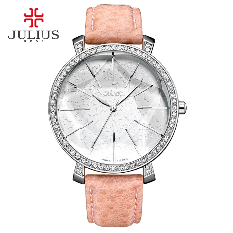 

Julius Fashion Watch Women Big Dial Watch Japan Quartz Whatch Women Beige Ladies Designer Watch Brand Logo Reloj mujer JA-517